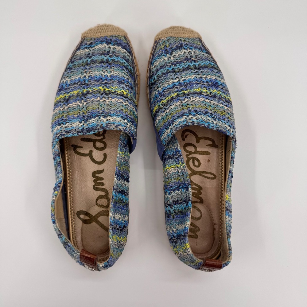 Sam Edelman Women's 9.5M Khloe Blue Multi Woven Raffia Espadrille Flats Shoes - Picture 5 of 12